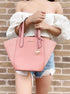 Michael Kors Portia Sunset Rose Small Suede Leather Tote Grab Bag Michael Kors Handbags & Purses